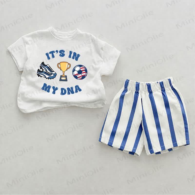 IT'S IN MY DNA Baby Duck Blue Vertical Striped 2-piece Shorts Set - White&Blue - 2-3T - image 1