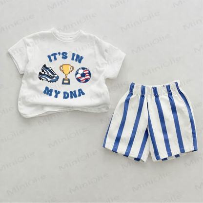 IT'S IN MY DNA Baby Duck Blue Vertical Striped 2-piece Shorts Set - White&Blue - 2-3T - image 1