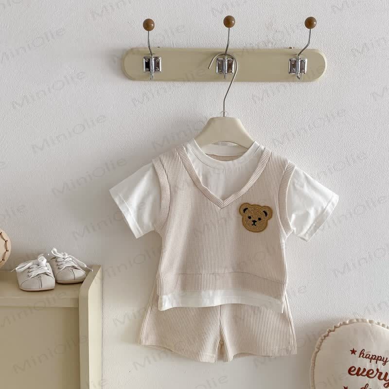 Baby Bear Short-Sleeve Set - Beige - 3-4T - image 2