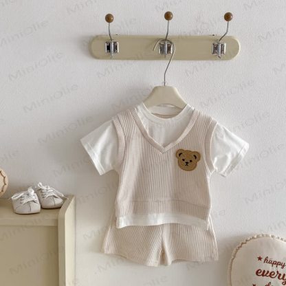 Baby Bear Short-Sleeve Set - Beige - 3-4T - image 2