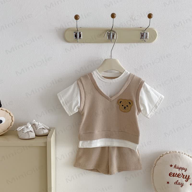 Baby Bear Short-Sleeve Set - Khaki - 3-4T - image 3