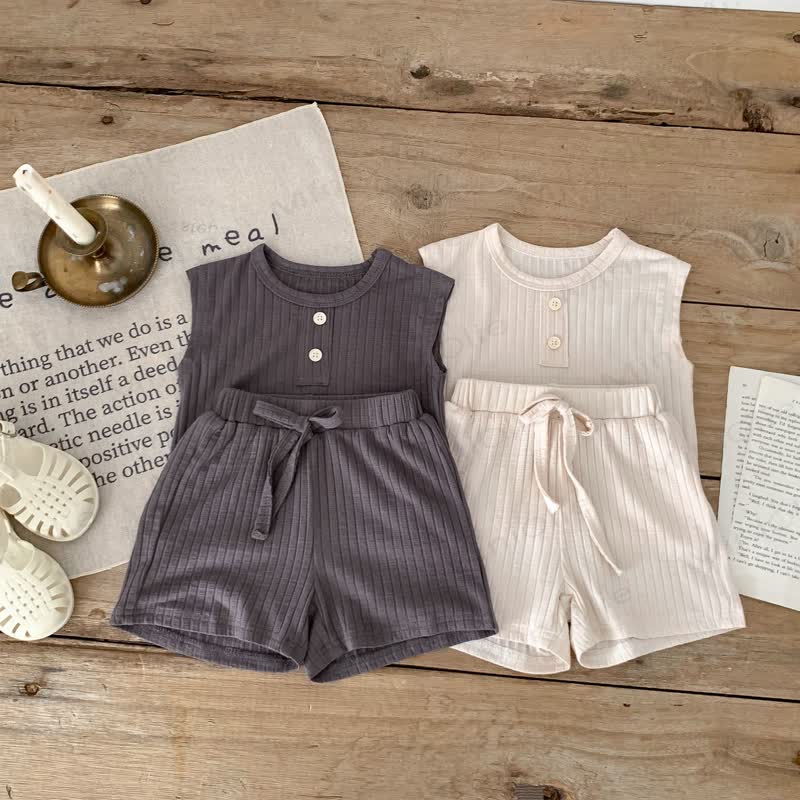 Baby Solid Color Sleeveless Set - image 1
