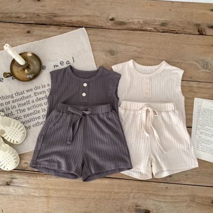 Baby Solid Color Sleeveless Set - image 1