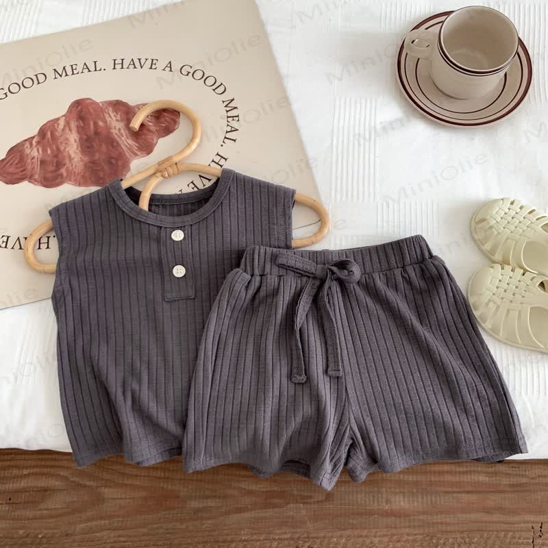 Baby Solid Color Sleeveless Set - Gray - 2-3T - image 2