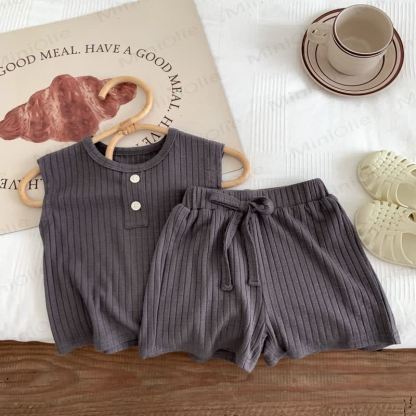 Baby Solid Color Sleeveless Set - Gray - 2-3T - image 2