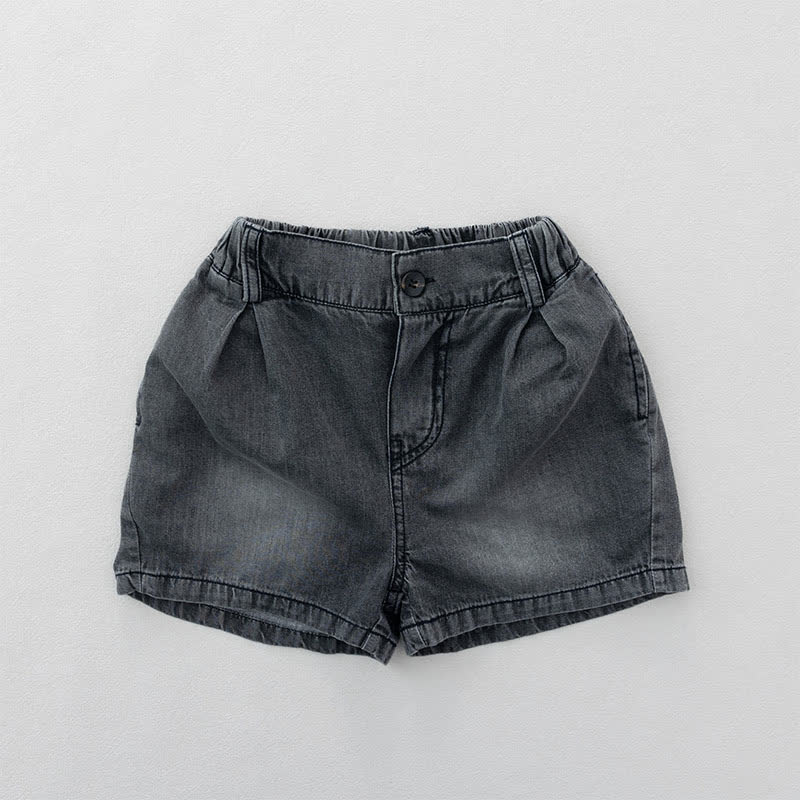 Toddler Soft Elastic Waist Denim Shorts - Black - 6-7T - image 2