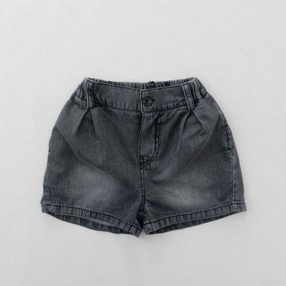 Toddler Soft Elastic Waist Denim Shorts - Black - 6-7T - image 2