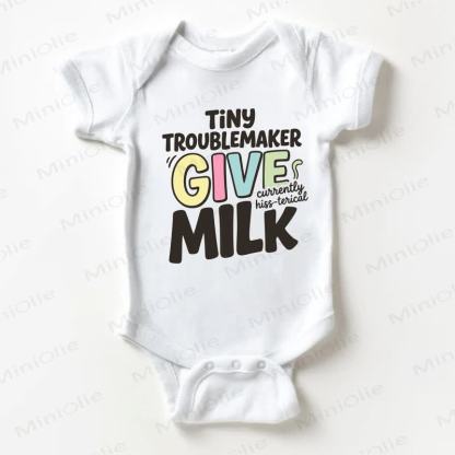 TINY TROUBLEMAKER GIVE MILK Baby White Bodysuit - White - 18-24M - image 1