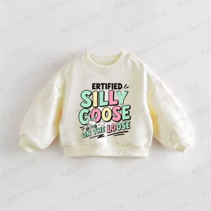 ERTIFIED SILLY GOOSE ON THE LOOSE Baby Toddler Goose Print Cream Sweatshirt - Cream - 3-5T - image 1