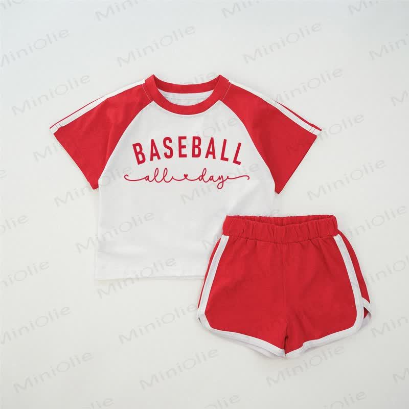 BASEBALL ALL DAY Baby Red T-shirt Set - Red - 2-3T - image 1