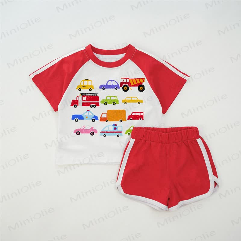 Baby Red Car Print T-shirt Set - Red - 2-3T - image 1