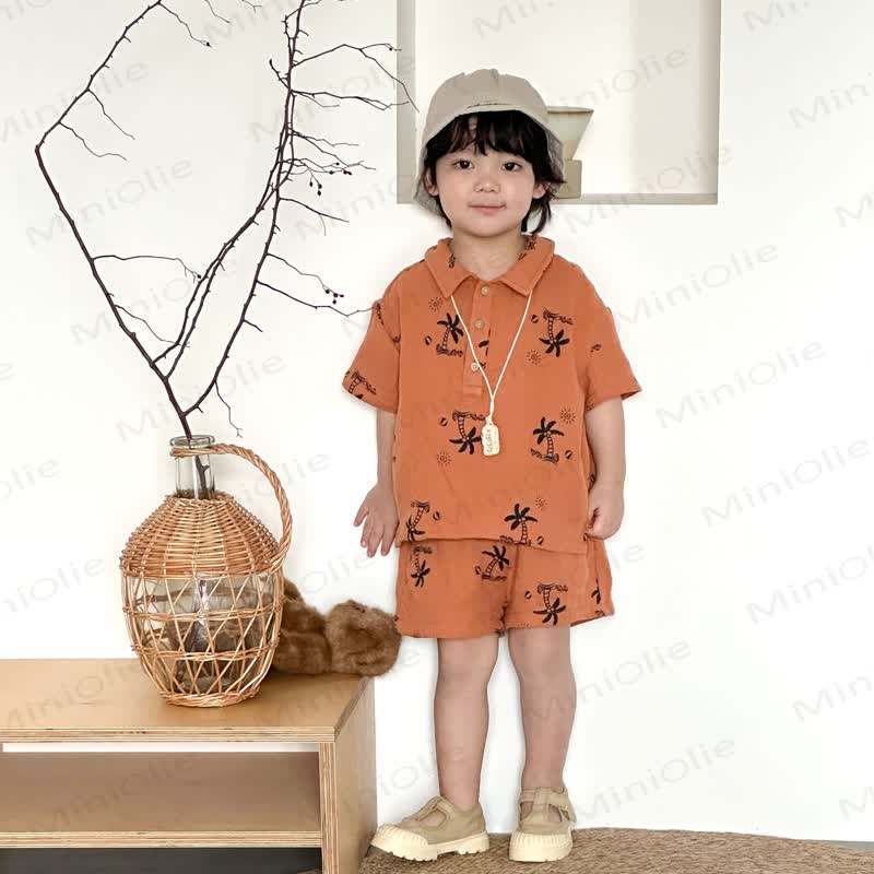 Toddler Tree Print Short-Sleeve Set - Orange - 9-10T - image 2