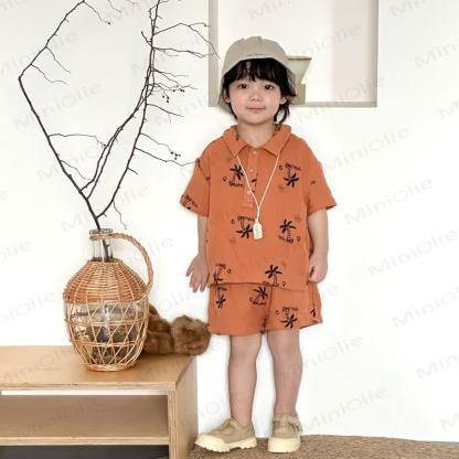 Toddler Tree Print Short-Sleeve Set - Orange - 9-10T - image 2