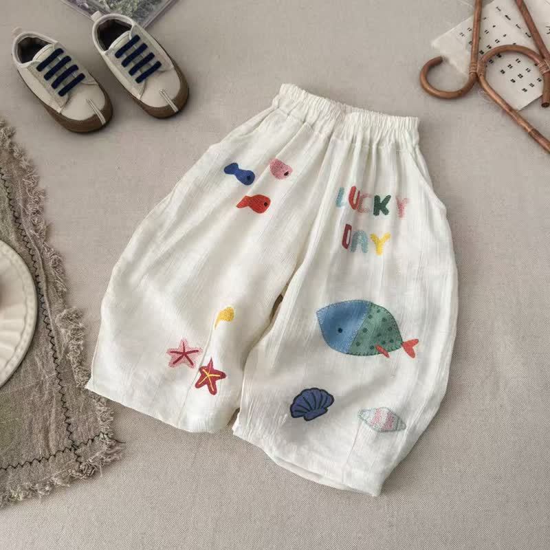 Toddler Kid Marine Print Pants - Beige - 12-13T - image 2