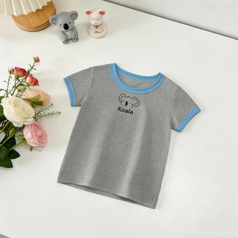 Toddler Animal/Food Print Crew Neck Ribbed Short Sleeve T-Shirt - Gray - 7-10T - image 7