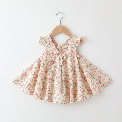 Baby Toddelr Flower/Fruit Print Sleeveless Dress - Beige Rose - 2-3T - image 2