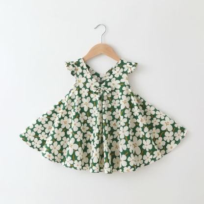 Baby Toddelr Flower/Fruit Print Sleeveless Dress - Green Peach Blossom - 2-3T - image 3