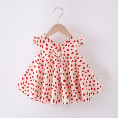 Baby Toddelr Flower/Fruit Print Sleeveless Dress - White Dots - 2-3T - image 5