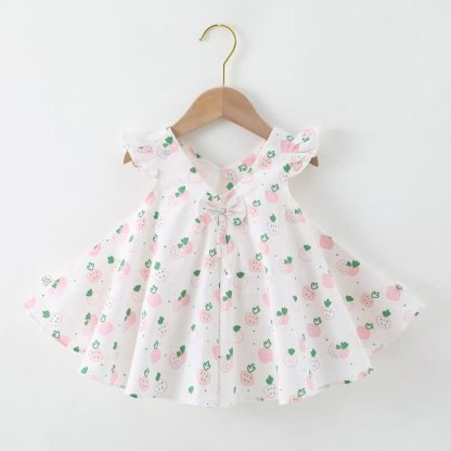 Baby Toddelr Flower/Fruit Print Sleeveless Dress - White Strawberry - 2-3T - image 11