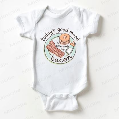TODAY'S GOOD MOOD IS SPONSORED BY BACON Baby Bacon Print White Bodysuit - White - 18-24M - image 1
