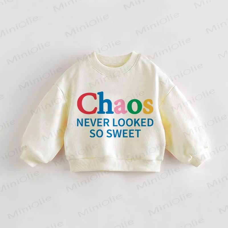 CHAOS NEVER LOOKED SO SWEET Baby Toddler Slogan Cream Sweatshirt - Cream - 3-5T - image 1