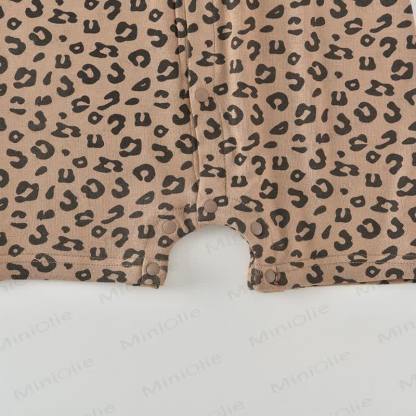 Baby Soft Knit Leopard Print Short Sleeves or Sleeveless Romper - image 3