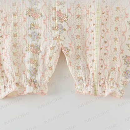 Baby Girls Pink Floral Ruffle Collar Button Front Romper - image 4