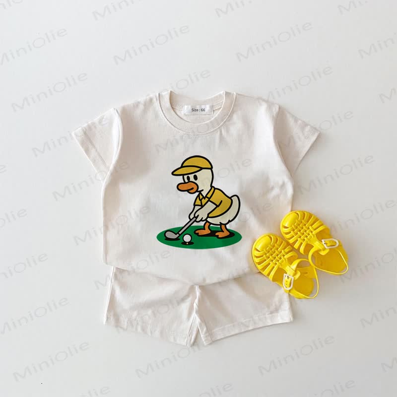 Baby A Duck Playing Golf White 2-piece Set - White - 18-24M - image 1