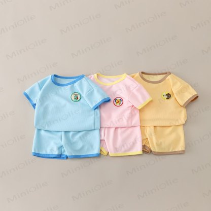 Baby Toddler Animal Waffle Tee and Shorts Set - image 1