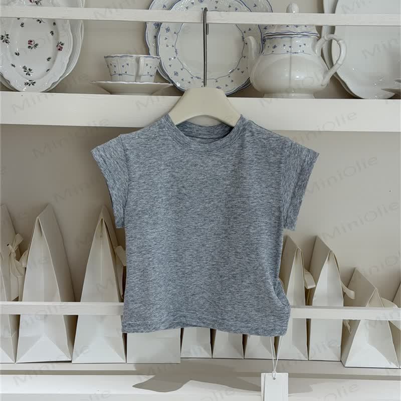Toddler Kid Girls Crew Neck T-Shirt - Grey - 12-13T - image 7