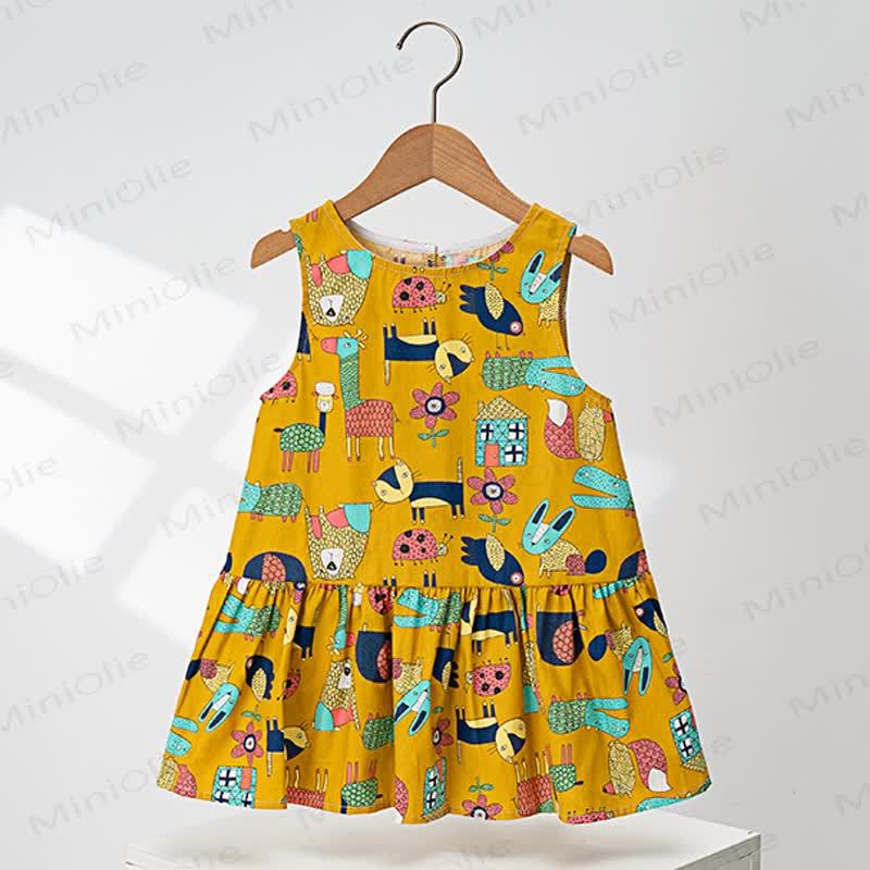 Toddler Girls Full-print Sleeveless Ruffle Dress - Yellow - 4-5T - image 2