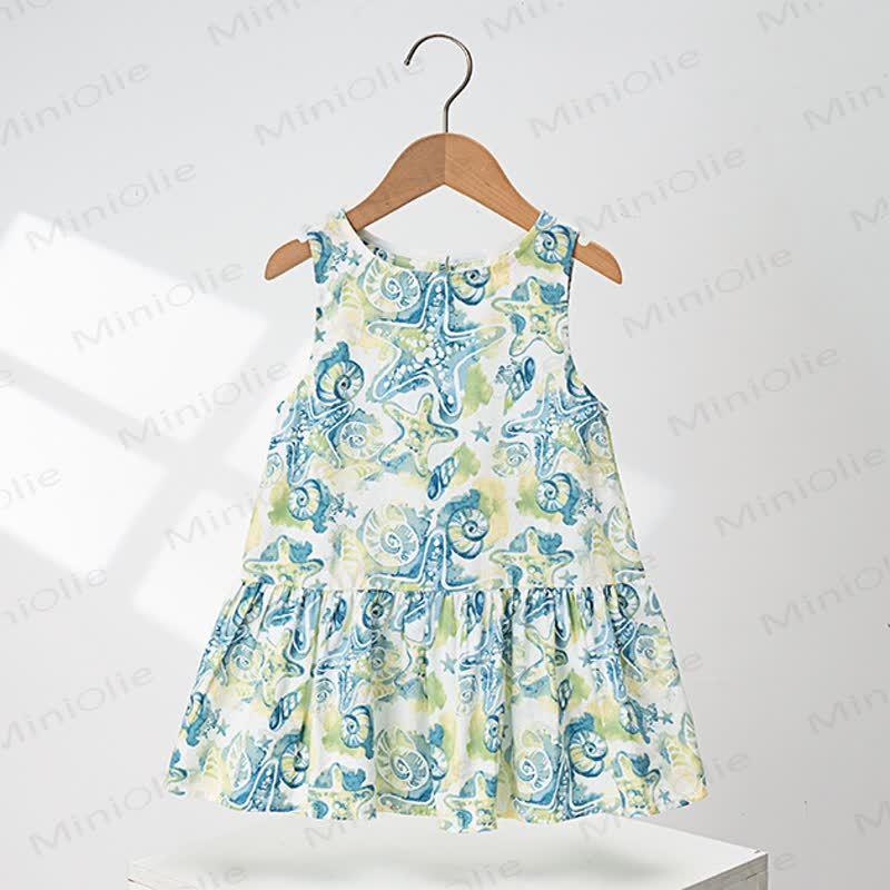 Toddler Girls Full-print Sleeveless Ruffle Dress - Blue - 4-5T - image 3