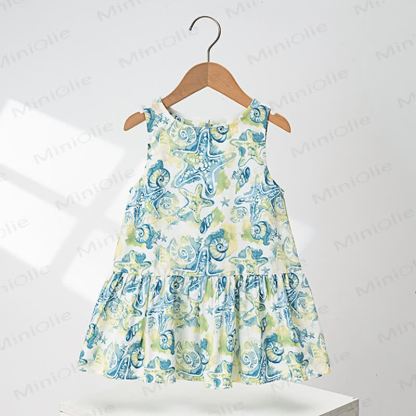 Toddler Girls Full-print Sleeveless Ruffle Dress - Blue - 4-5T - image 3