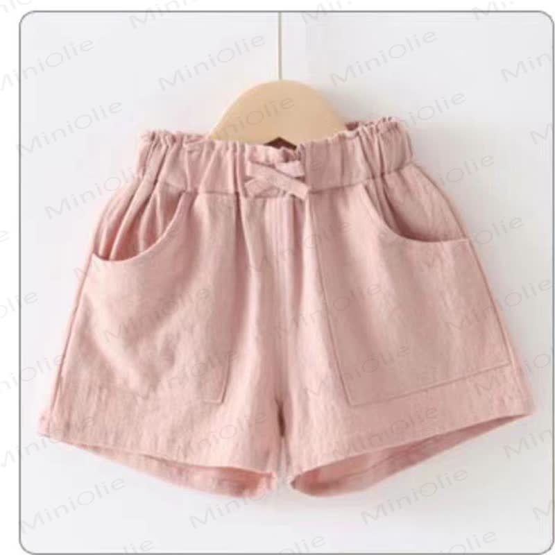 Toddler Girl Solid Color Bow Pocket Shorts - Pink - 10-11T - image 1