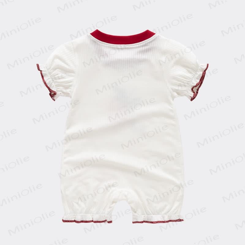 Baby Strawberry Bunny Ribbed Romper - image 2