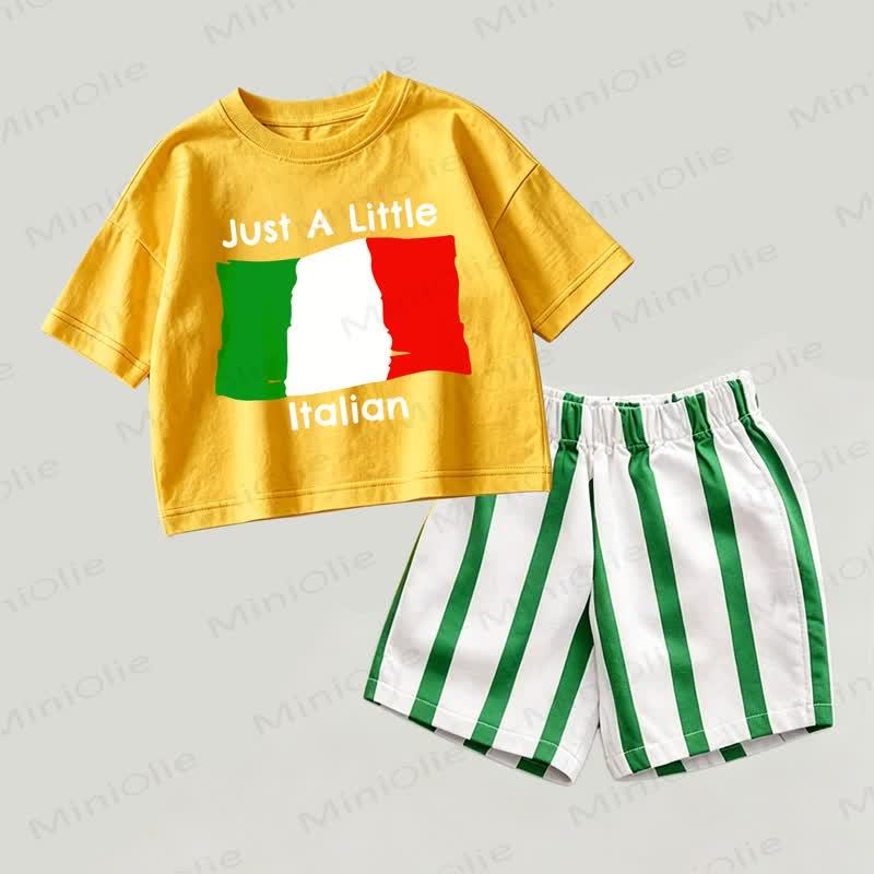 JUST A LITTLE ITALIAN Baby Yellow&Green Italy Top and Striped Shorts 2-piece Set - Yellow&Green - 2-3T - image 1