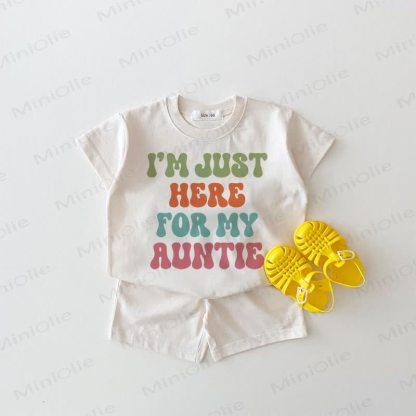I'M JUST HERE FOR MY AUNTIE Baby White 2-piece Set - White - 18-24M - image 1