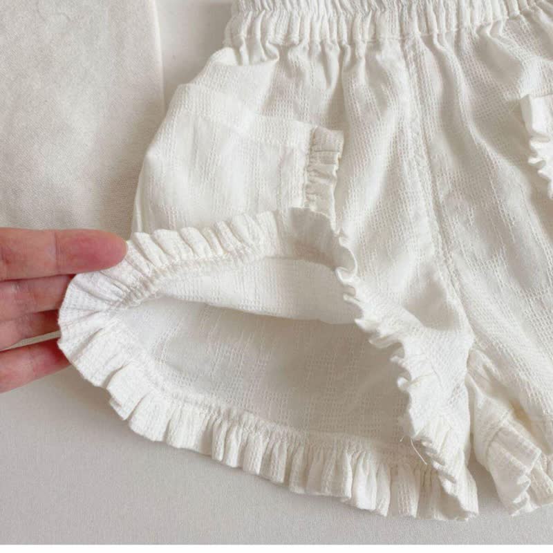 Toddler Girls Cotton Plaid Ruffle Trim Pocket Shorts - image 5