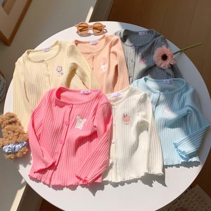 Toddler Girl Animal/Floral Ribbed Knitted Cardigan - image 1