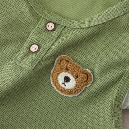 Toddler Solid Color Bear Patch Sleeveless Top and Shorts 2-piece Set - image 6