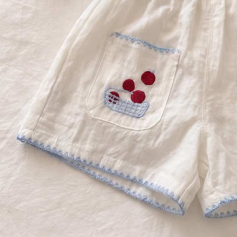 Toddler Girl White Cherry Print Top and Shorts 2-piece Set - image 4