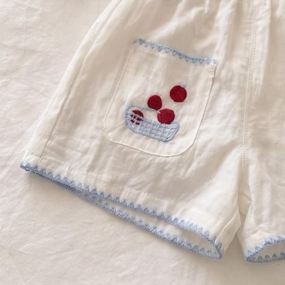 Toddler Girl White Cherry Print Top and Shorts 2-piece Set - image 4