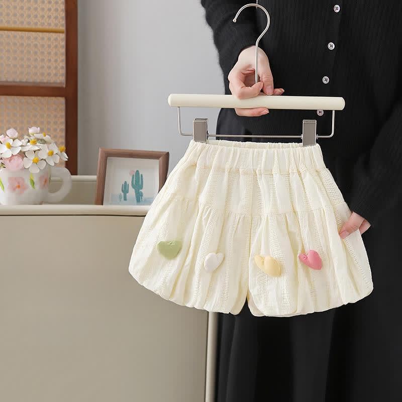 Baby Toddler Girls Cotton Heart Collection Textured Shorts - Beige - 8-9T - image 2