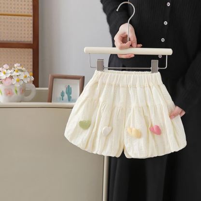 Baby Toddler Girls Cotton Heart Collection Textured Shorts - Beige - 8-9T - image 2