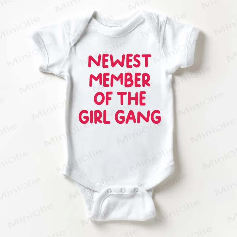 NEWEST MEMBER OF THE GIRL GANG Baby Girls Slogan White Bodysuit - White - 18-24M - image 1