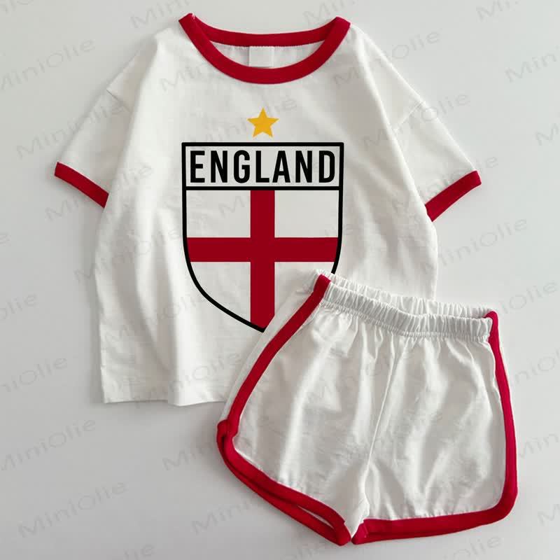 ENGLAND Baby England White&Red T-shirt and Shorts 2-Piece Set - White&Red - 3-5T - image 1