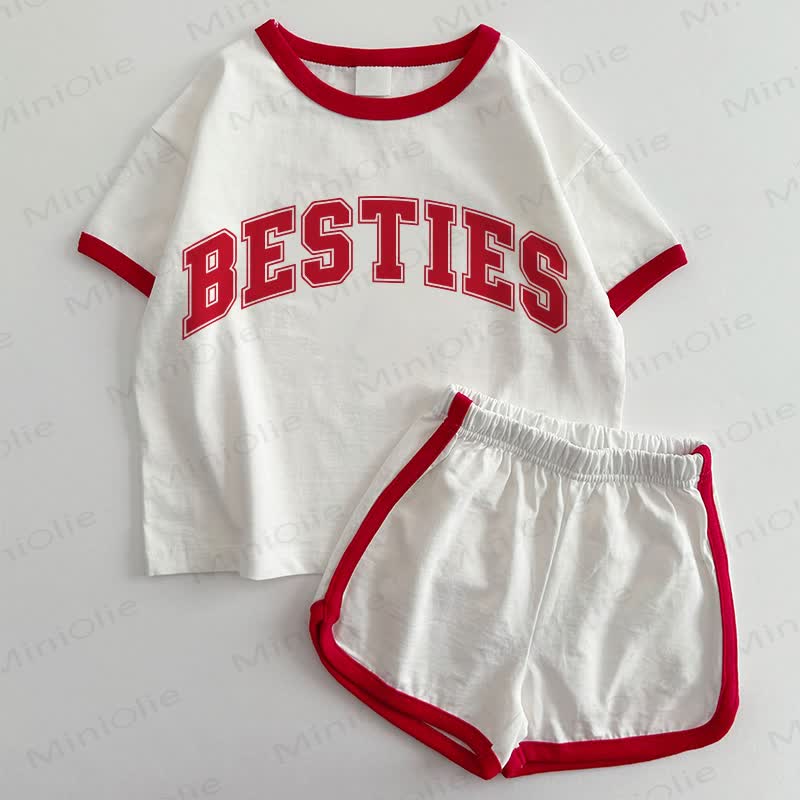 BESTIES Baby White&Red T-shirt and Shorts 2-Piece Set - White&Red - 3-5T - image 1