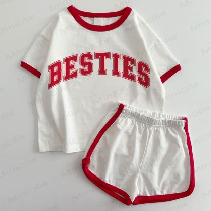 BESTIES Baby White&Red T-shirt and Shorts 2-Piece Set - White&Red - 3-5T - image 1