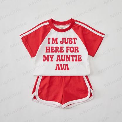 I'M JUST HERE FOR MY AUNTIE AVA Baby Red Tee and Shorts Set - Red - 2-3T - image 1