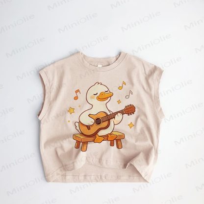 Baby Toddler A Duck Playing the Guitar Tank Top - Khaki - 3-5T - image 1